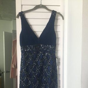 Sue Wong Navy Deco Cocktail Dress, size 2